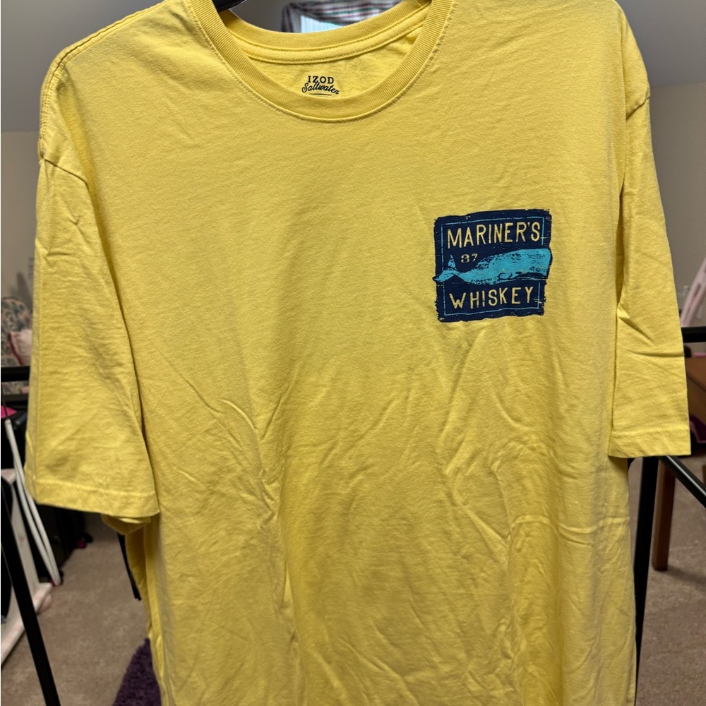 Izod Yellow Short Sleeve Tee with Mariner's Whiskey Chest Graphic